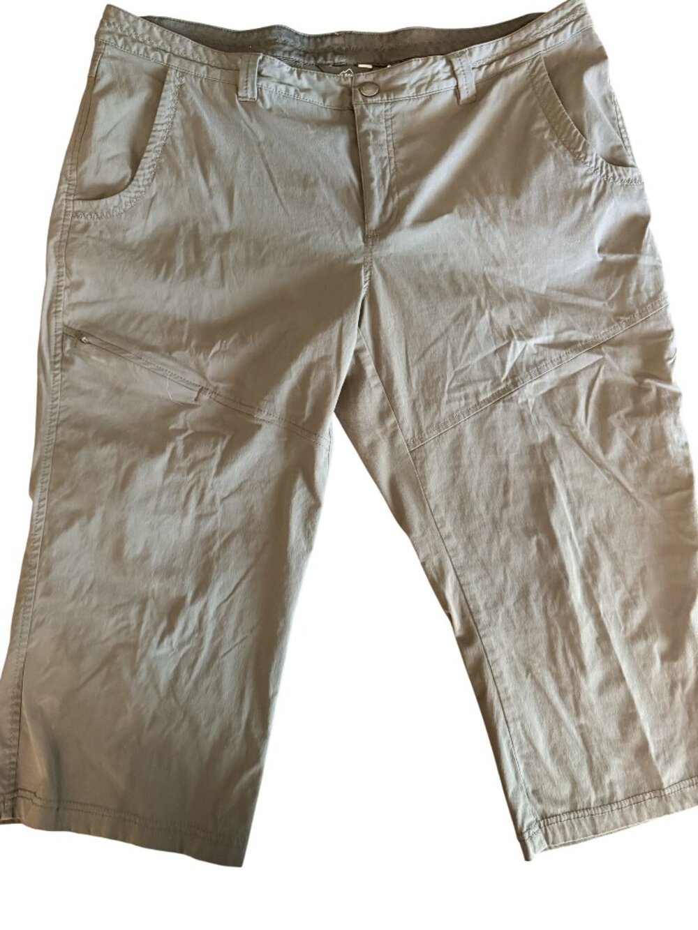 Eddie Bauer Travex Womens Capri Pants Grey Nylon Blend Size 18 Stretch 5 Pockets